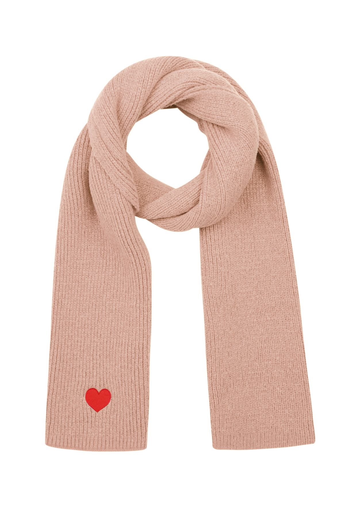 Winter scarf with heart detail - pink