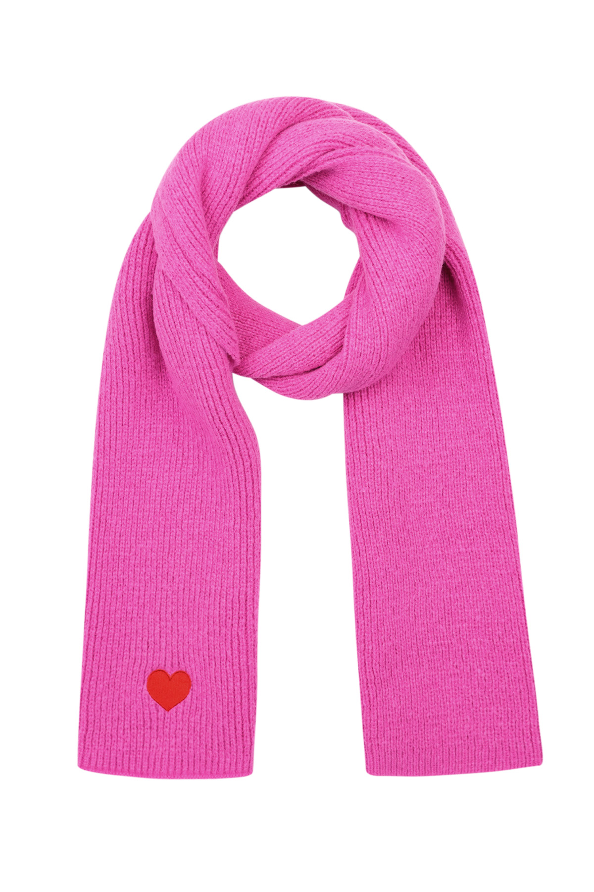 Bufanda de invierno con detalle de corazón - Fucsia h5 