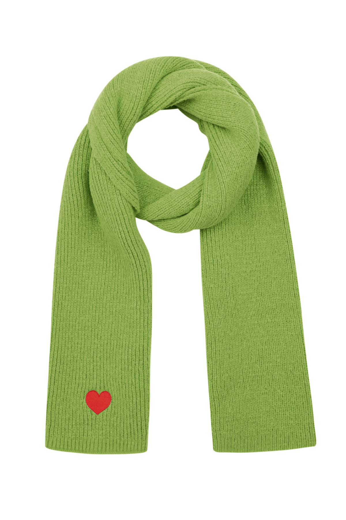 Winter scarf with heart detail - green