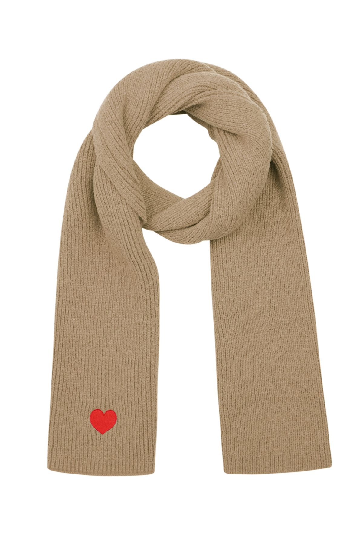 Winter scarf with heart detail - camel 2