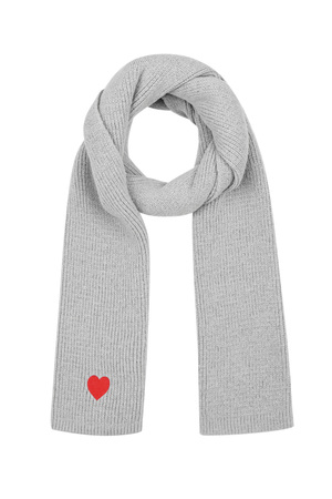 Winter scarf with heart detail - gray h5 