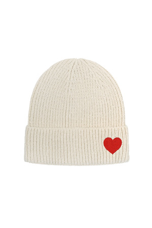 Hat with heart detail - off white h5 