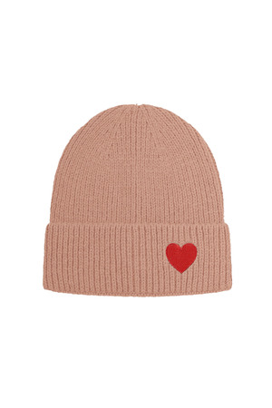 Hat with heart detail - pink h5 