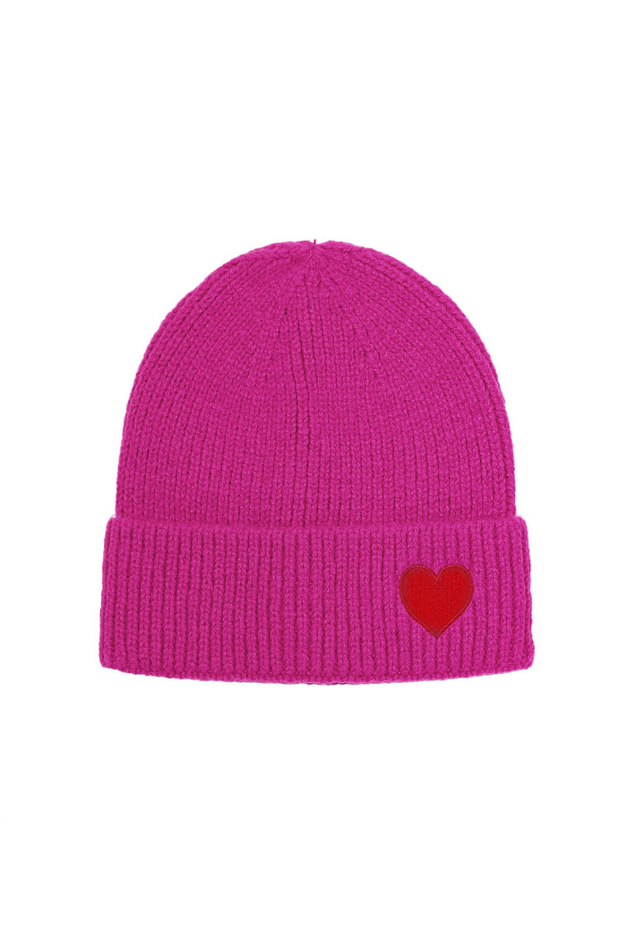 Hat with heart detail - fuchsia 
