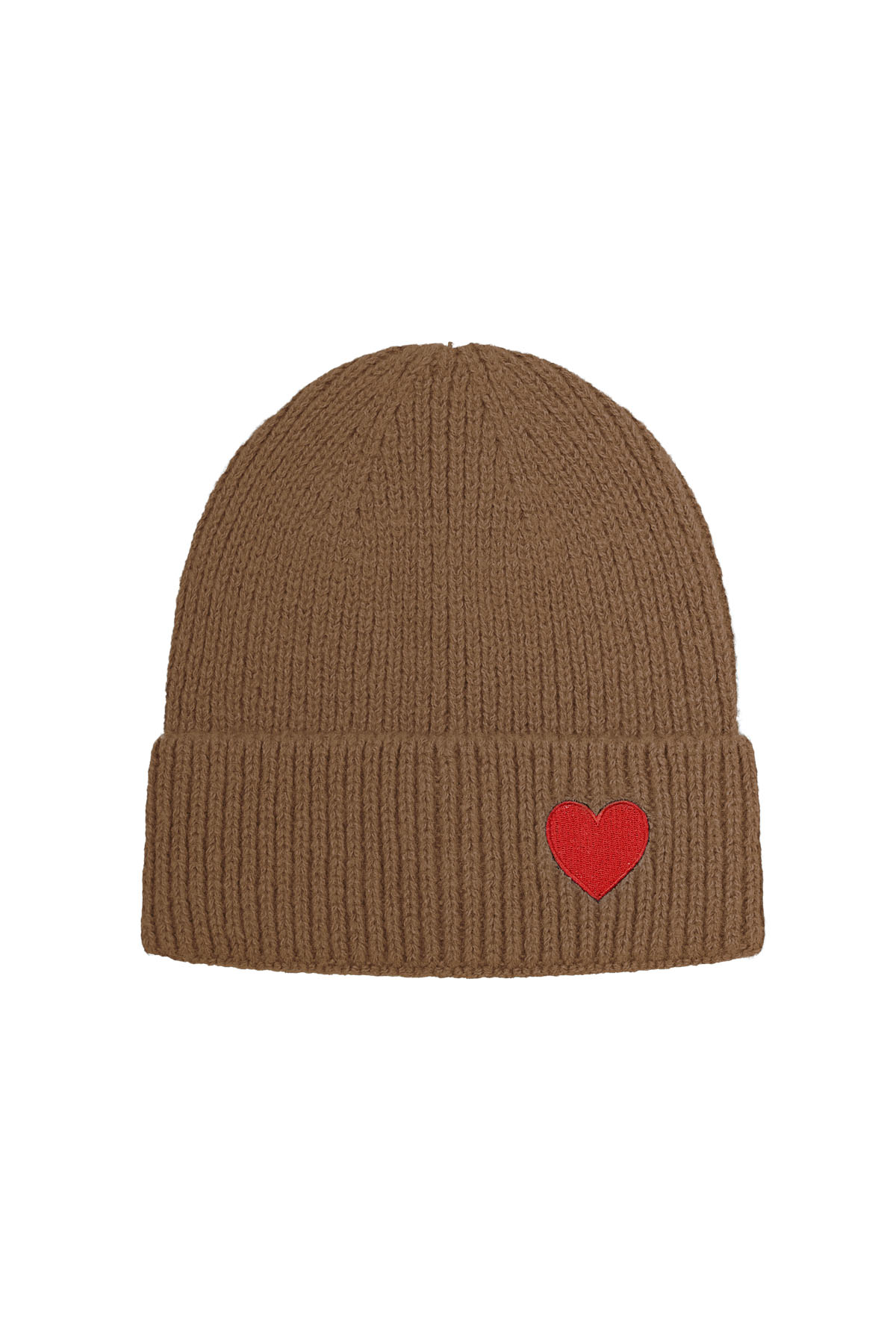 Hat with heart detail - camel