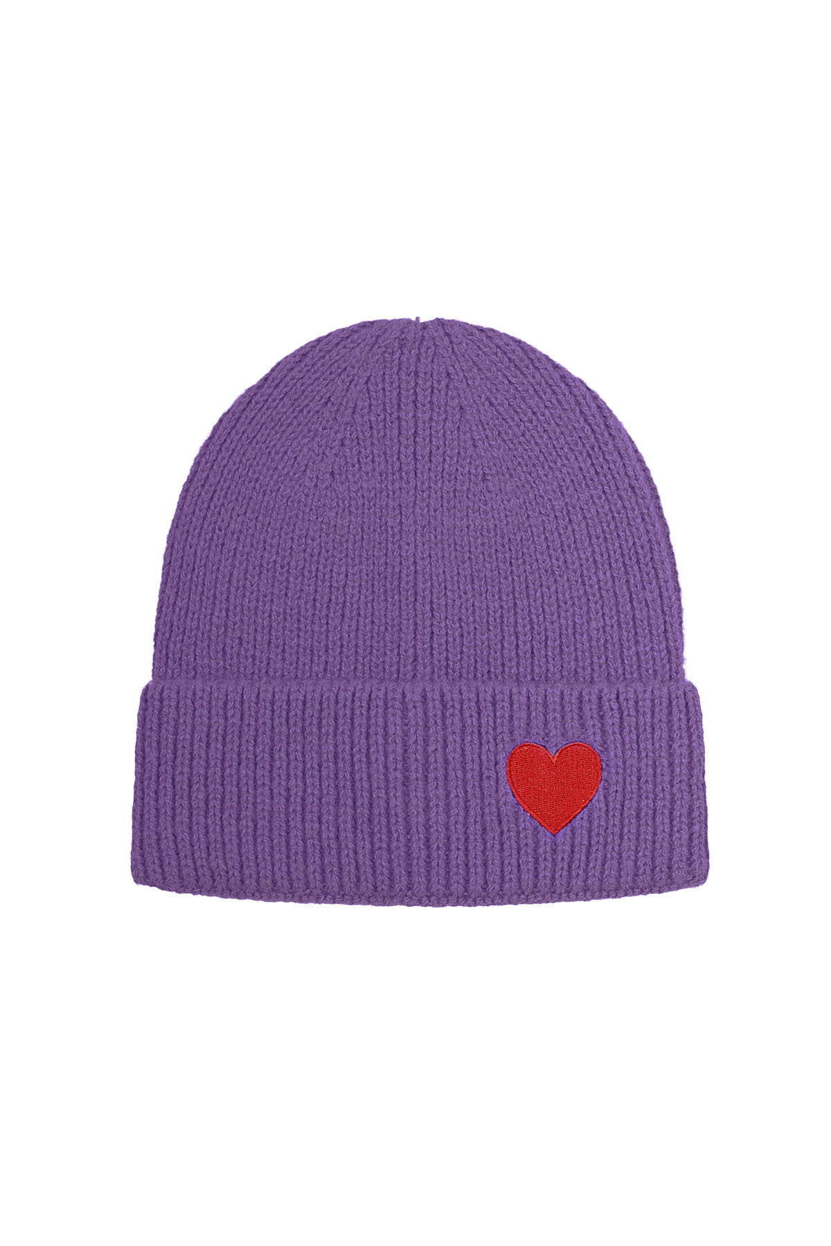 Hat with heart detail - purple h5 