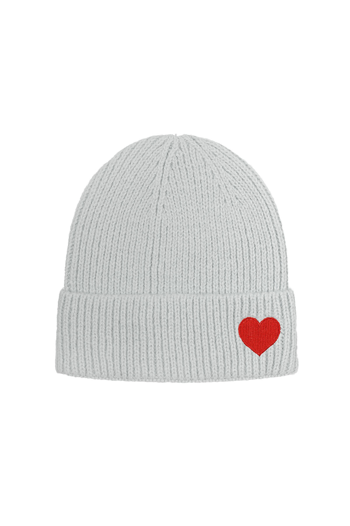 Hat with heart detail - gray