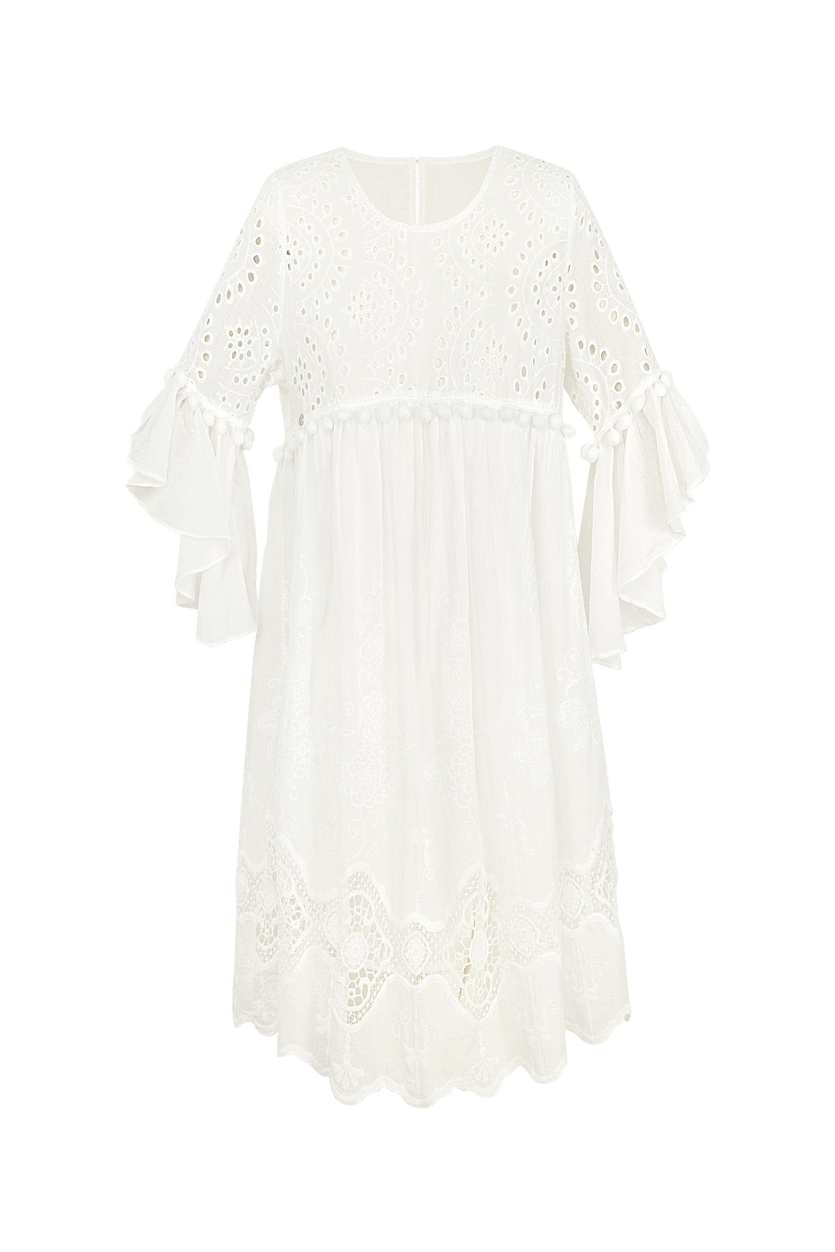 Kleid mit bestickten Details in Weiß