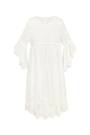 Kleid mit bestickten Details in Weiß h5 