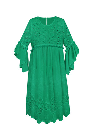 İşlemeli detaylı yeşil elbise h5 