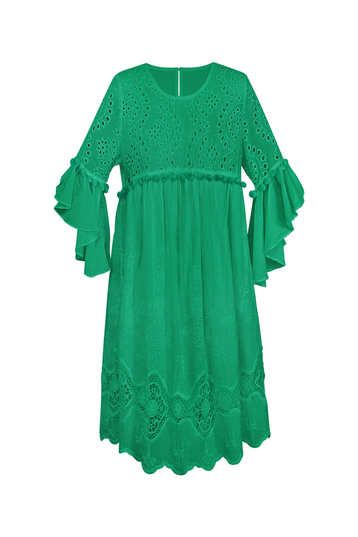 Dress embroidered details green 