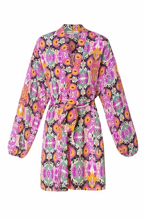 Kurzer Kimono mit buntem Druck – rosa/mehrfarbig h5 