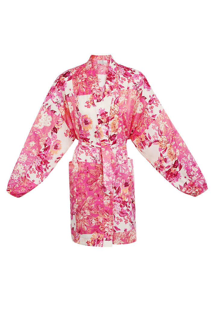Kimono corto fiori rosa - multi 