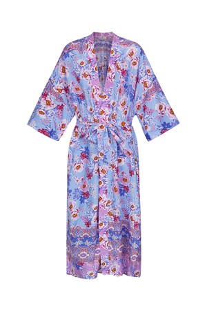 Kimono bloemenprint - blauw h5 