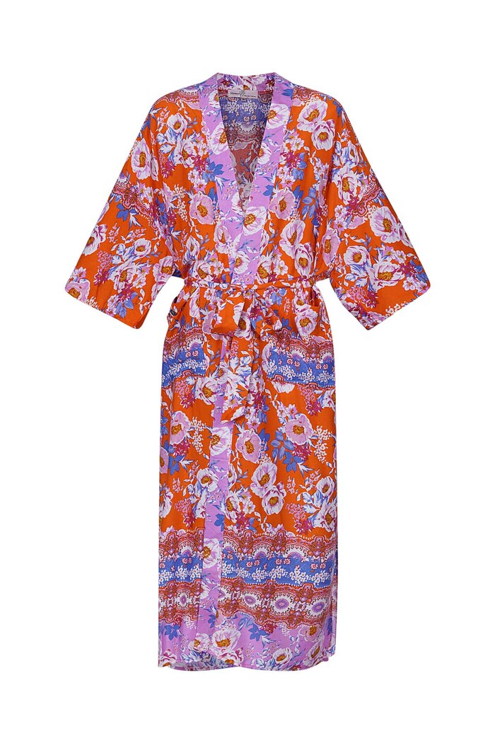 Kimono-Blumendruck - Orange 