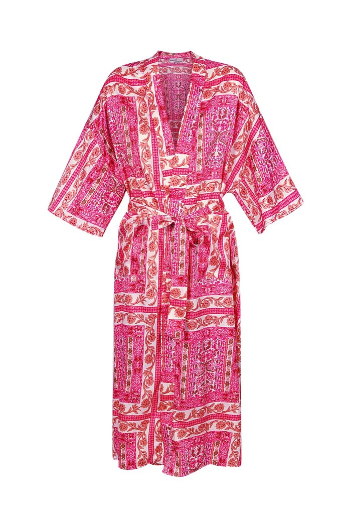 Kimono imprimé occupé - rose 
