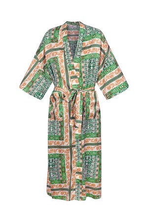 Kimono imprimé occupé - vert h5 