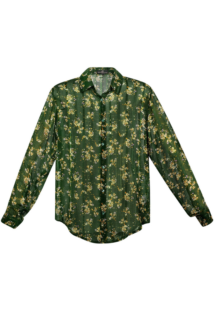 Blusa stampa floreale verde 