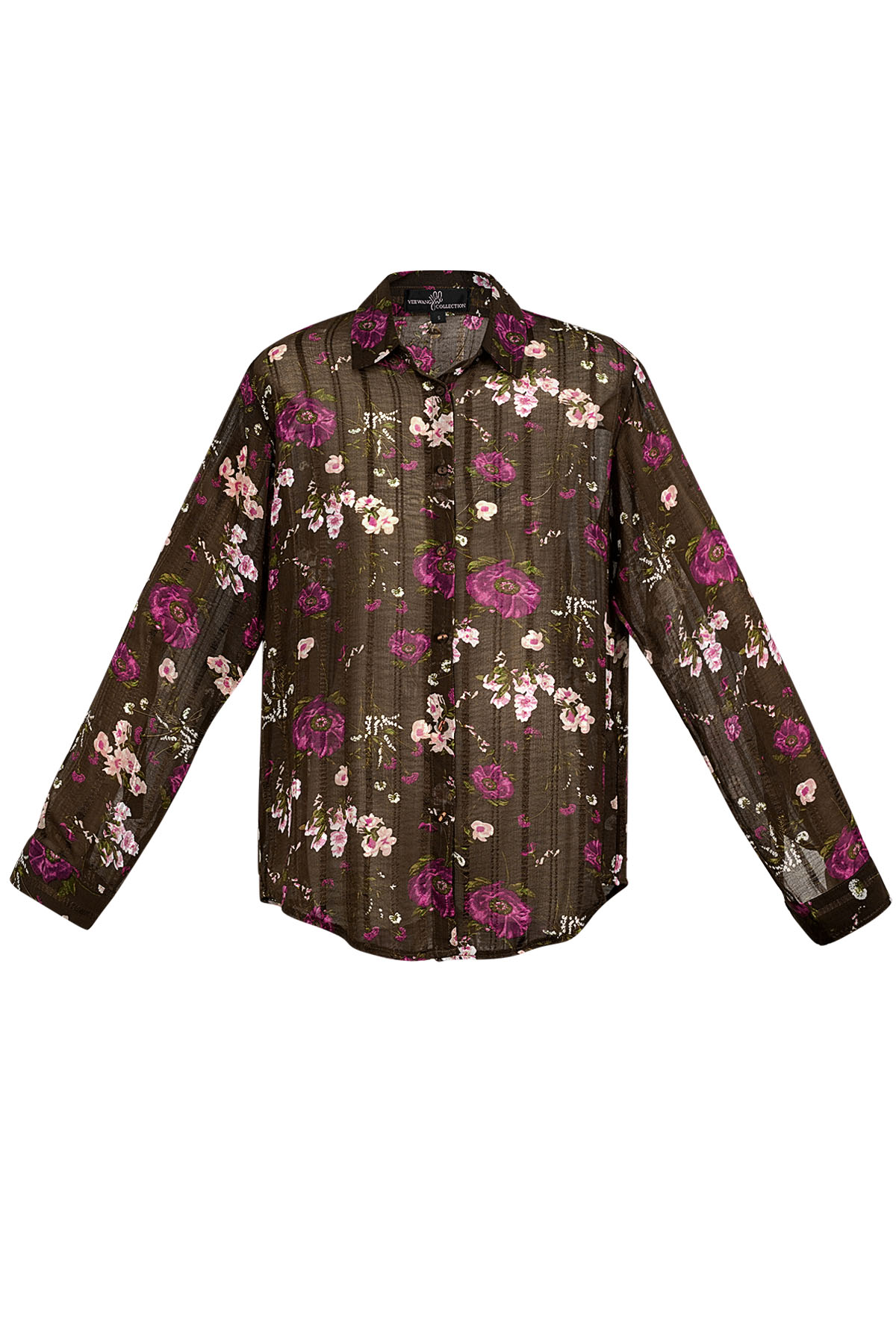 Blouse floral print brown purple 2