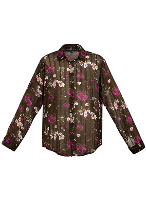 Bluse Blumendruck braun lila h5 