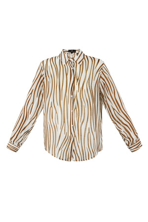 Estetik baskılı bluz - kahverengi/beyaz h5 
