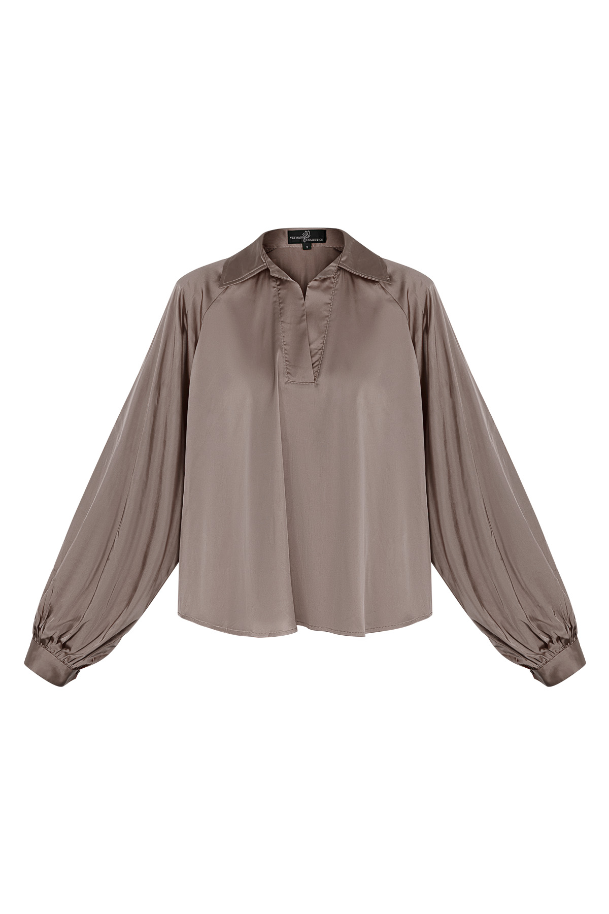 Blouse puffed sleeve brown h5 