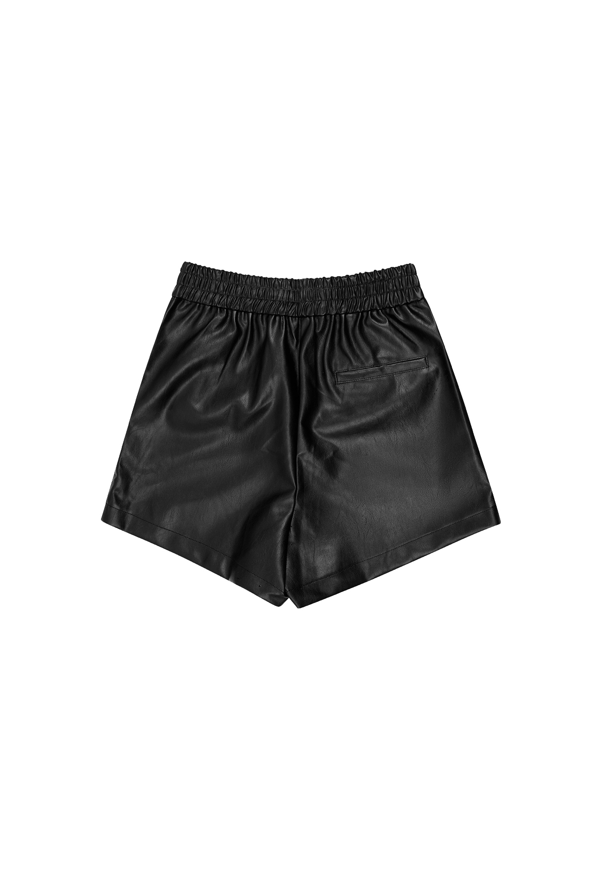 Shorts aus PU-Leder mit hoher Taille – Schwarz Bild6