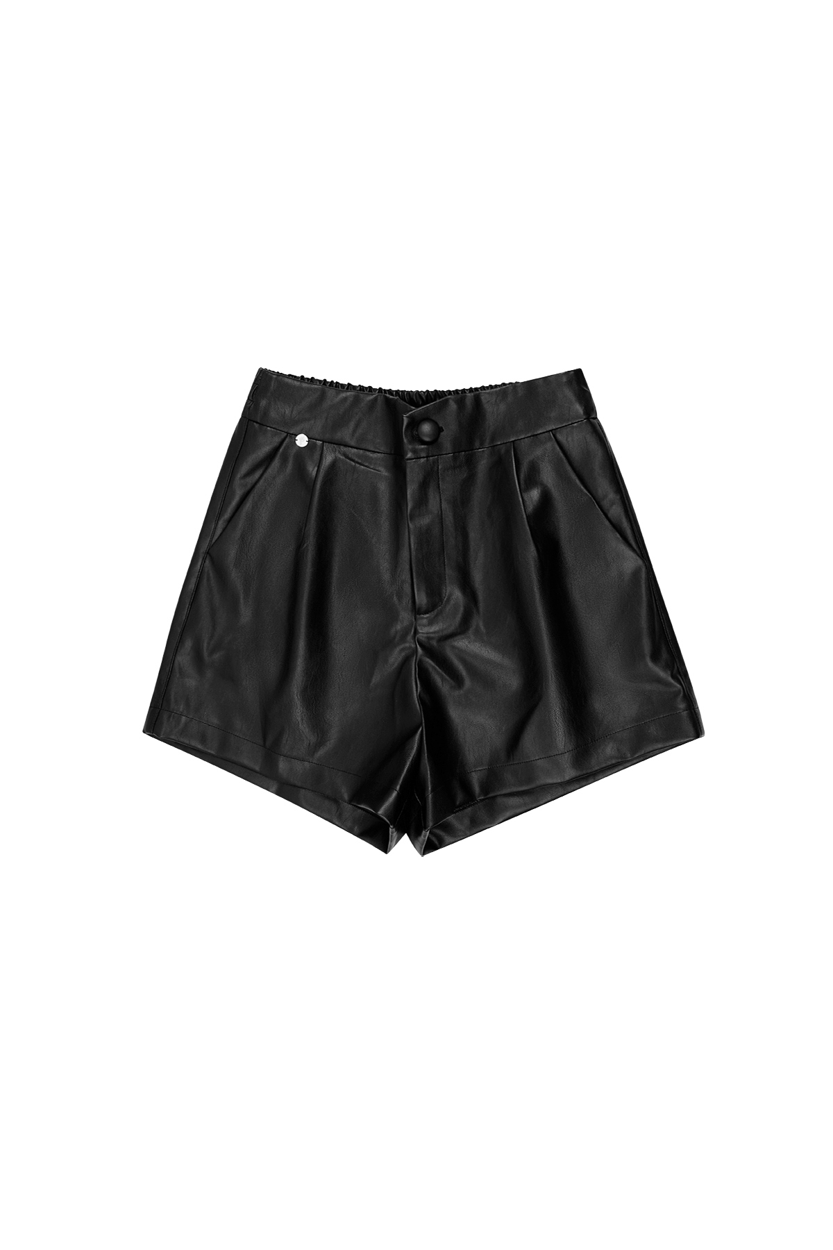 PU leather high waisted shorts - black