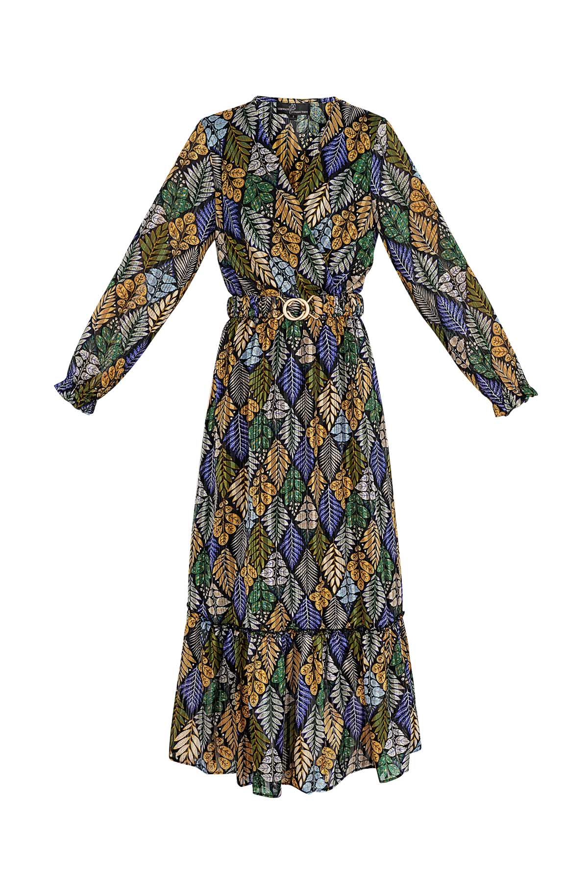 Maxi robe imprimé automne vert multi