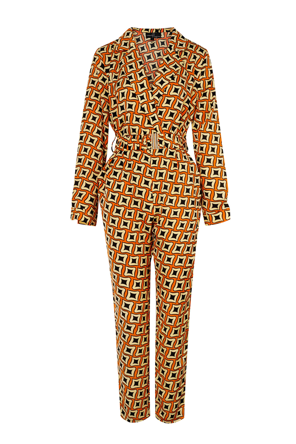 Jumpsuit retro print orange 2