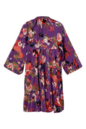 Kleid mit dreiviertel Ärmeln, lila bedruckt h5 Bild5