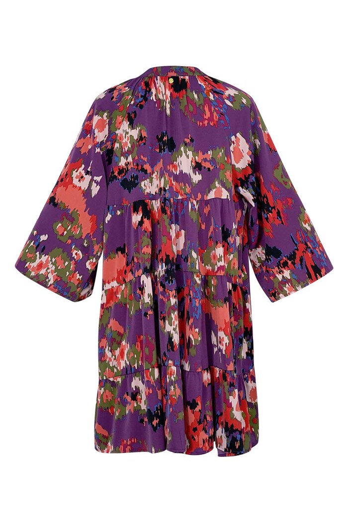 Kleid mit dreiviertel Ärmeln, lila bedruckt Bild5
