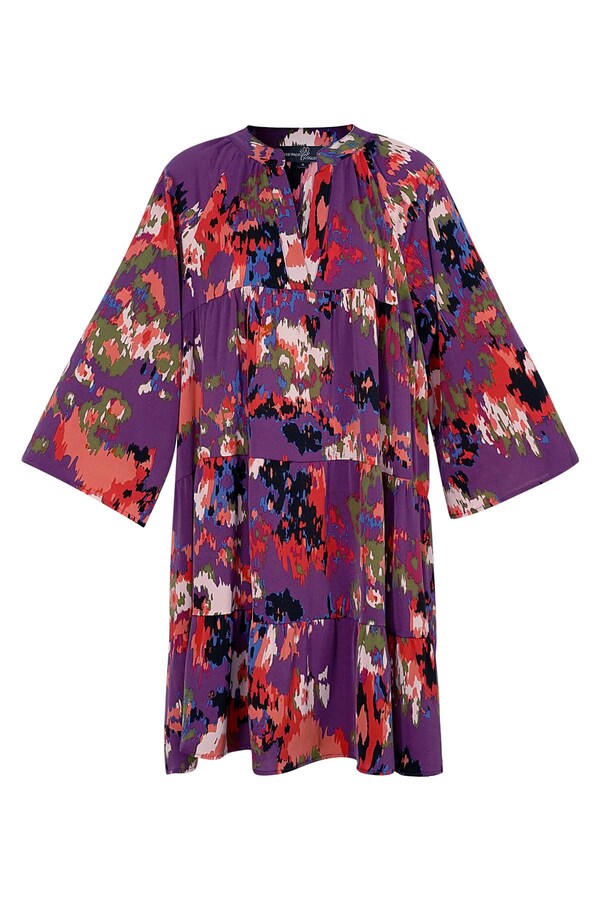 Dress three quarter sleeves print purple