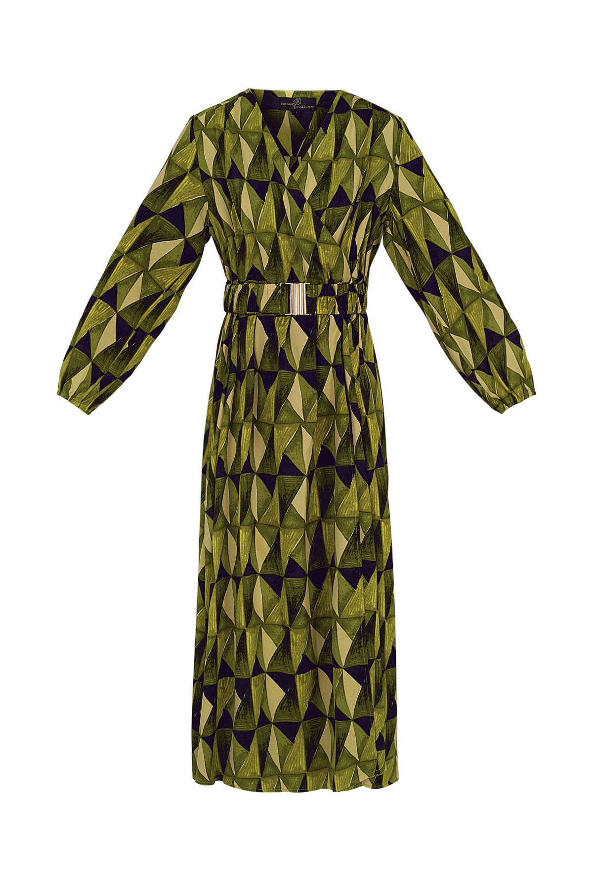 Robe longue imprimé rétro vert
