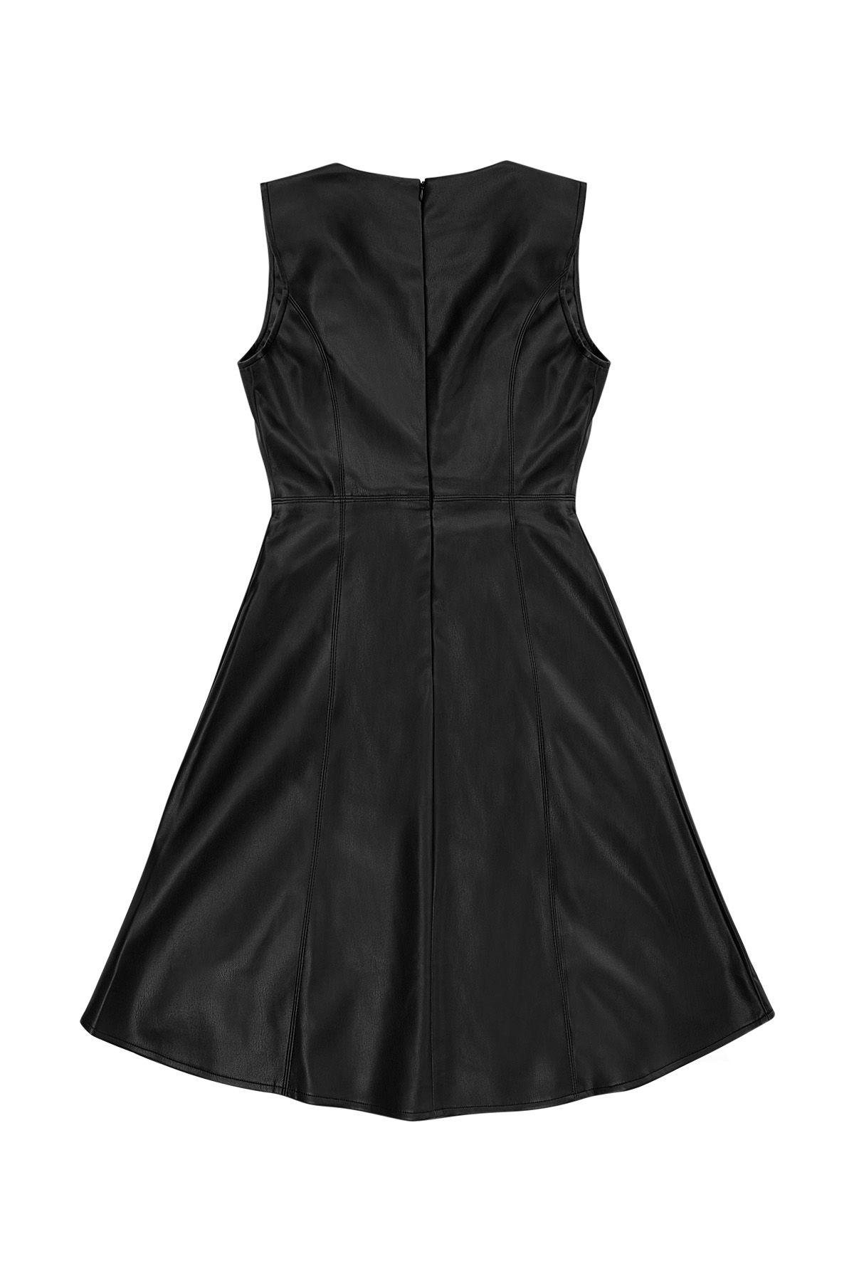 PU leather dress flared - black h5 Picture7