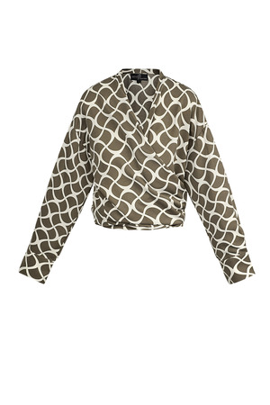 Wrap blouse aesthetic print - beige h5 