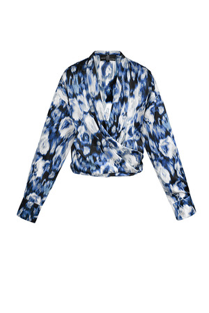 Wrap blouse tiger print - blue h5 