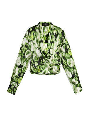 Wrap blouse tiger print - green h5 