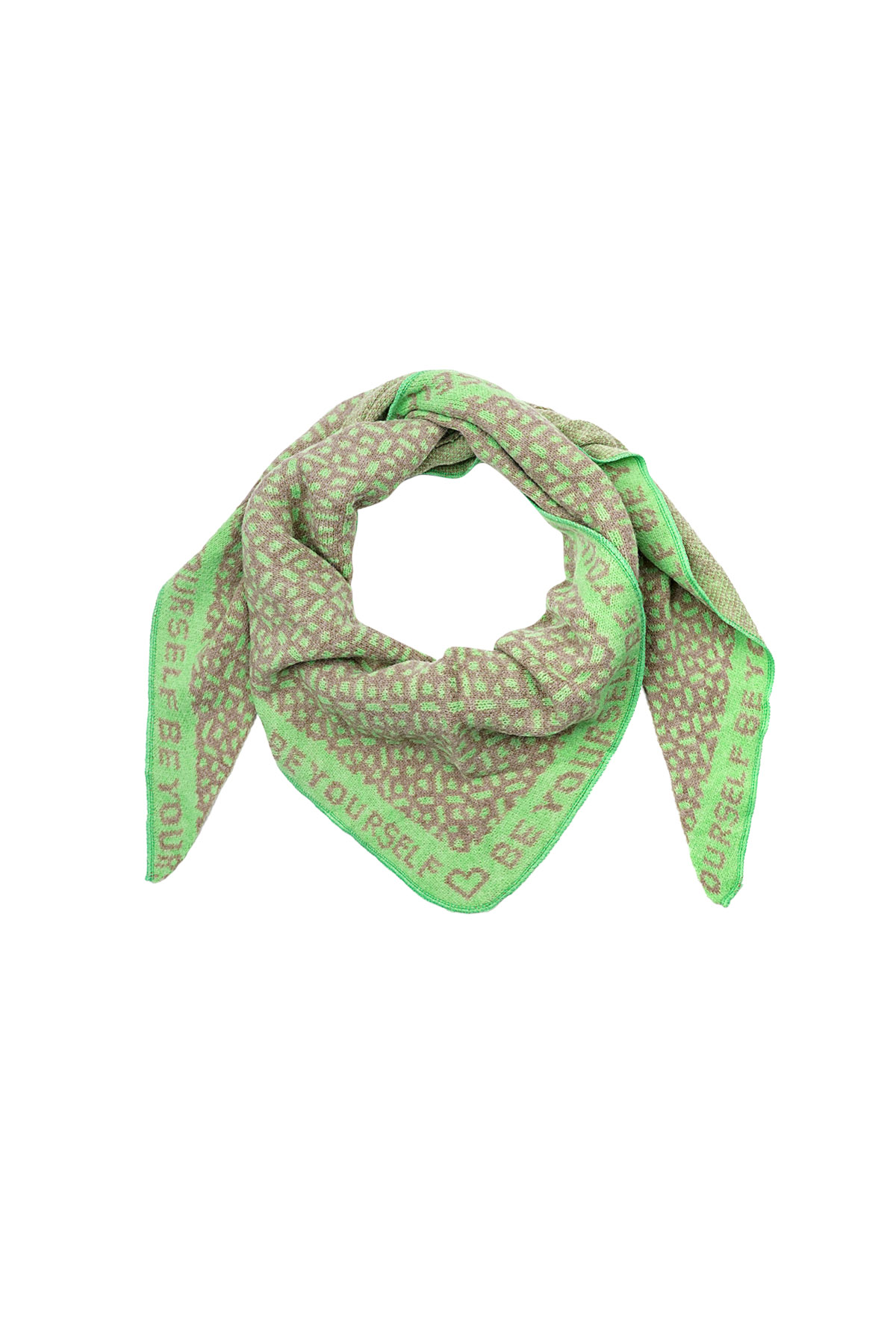 Colorful pointed scarf with text - green h5 