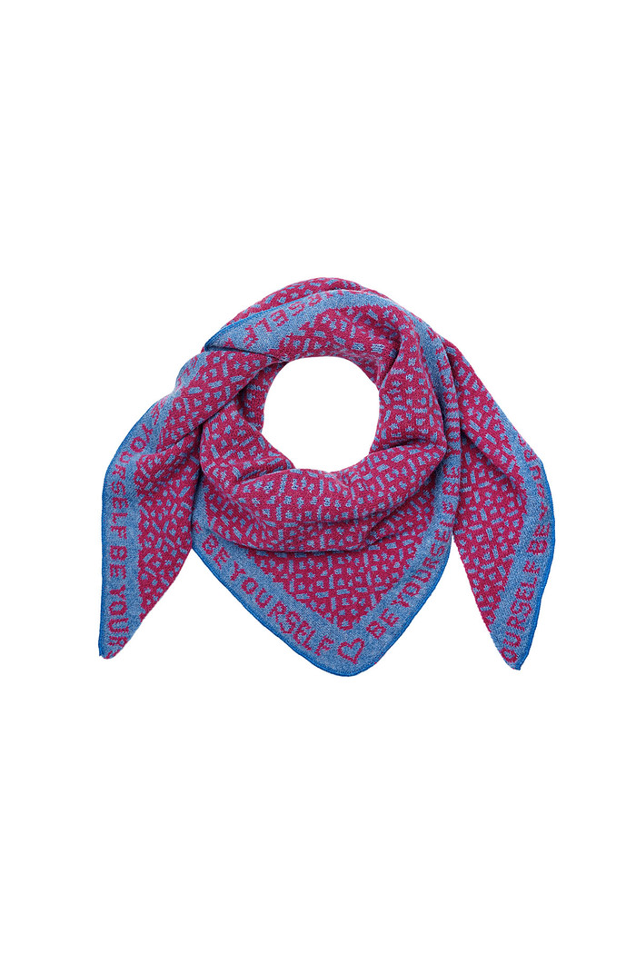 Colorful pointed scarf with text - fuchsia 