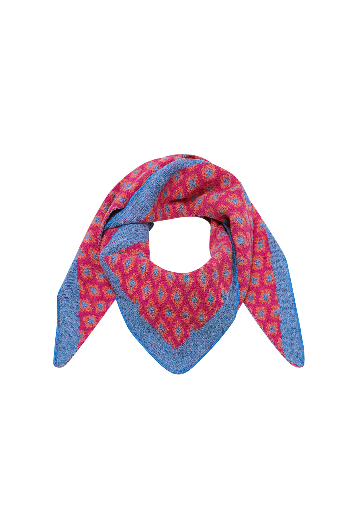 Colorful pointed scarf with print - pink multi h5 