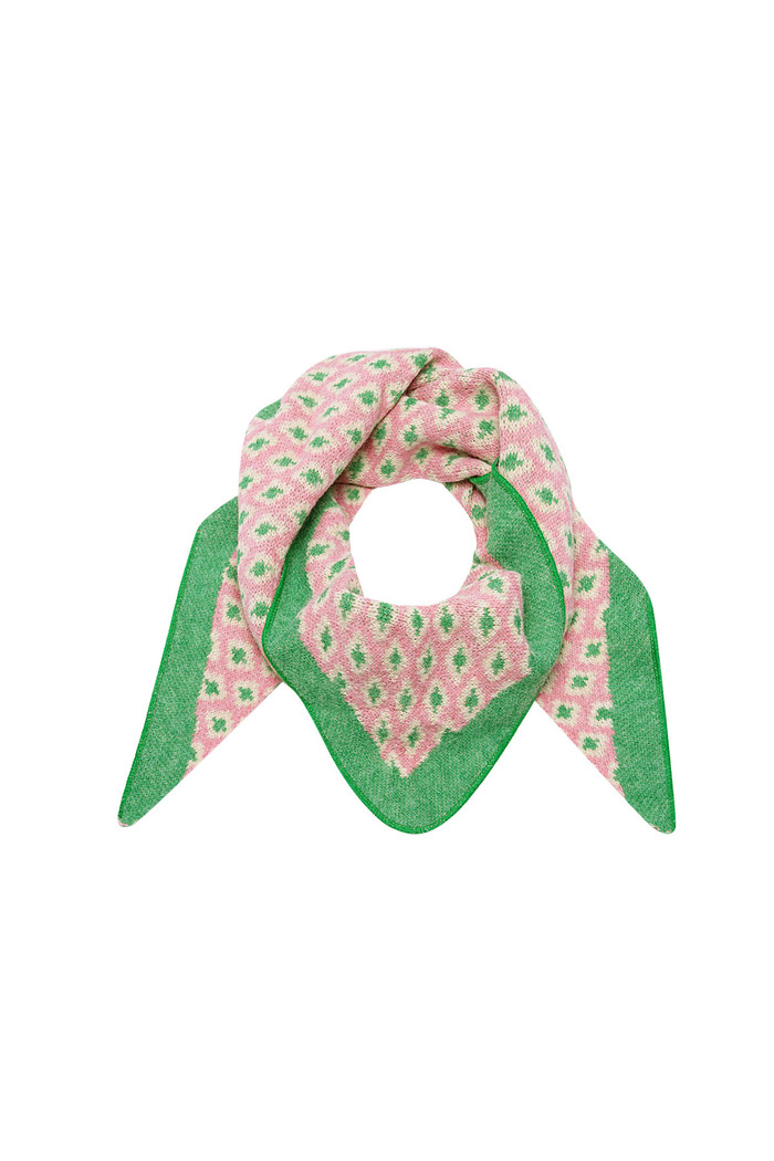 Herfst/winter bedrukte sjaal- roze en groen 