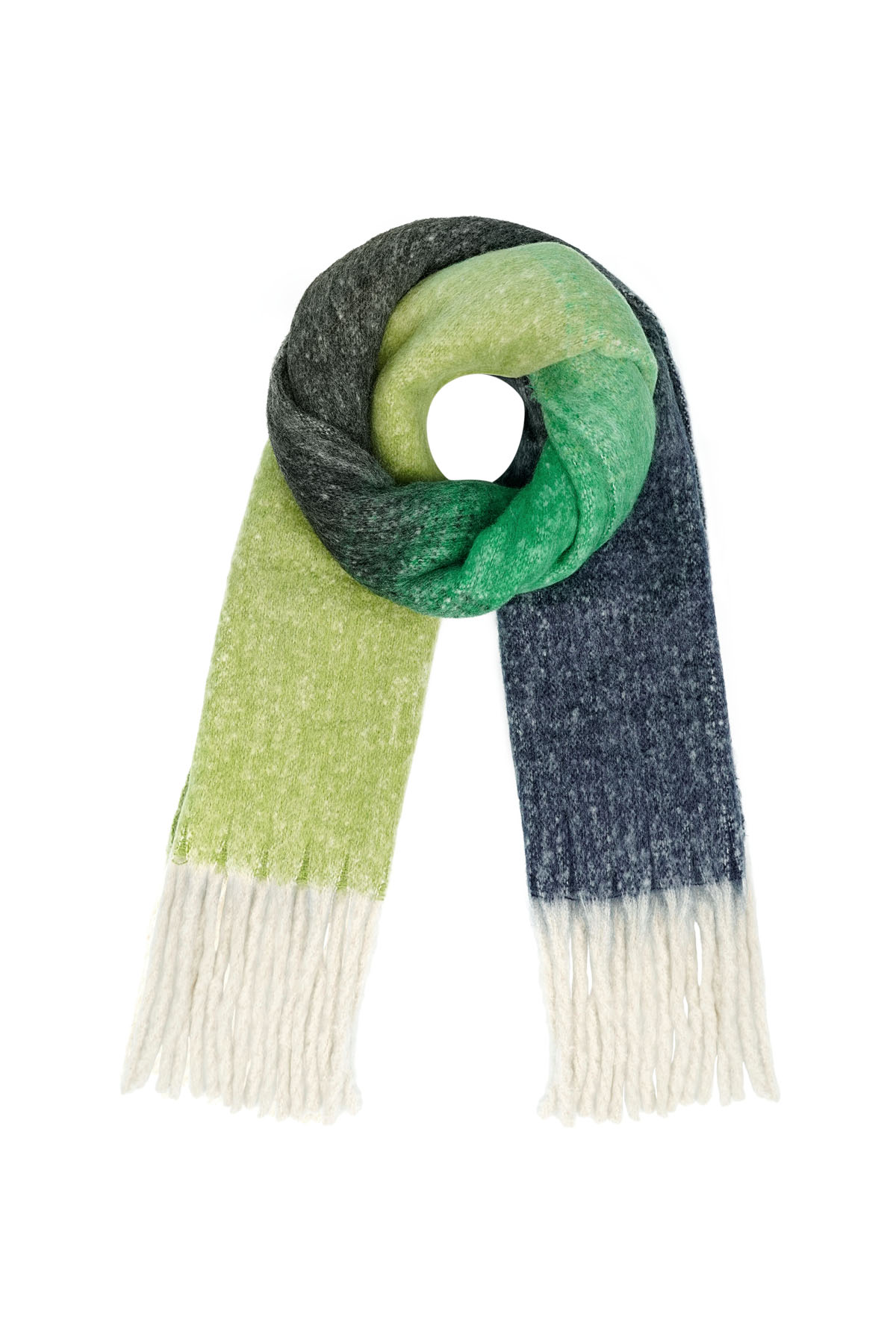 Bufanda básica de colores con cordones - azul verde