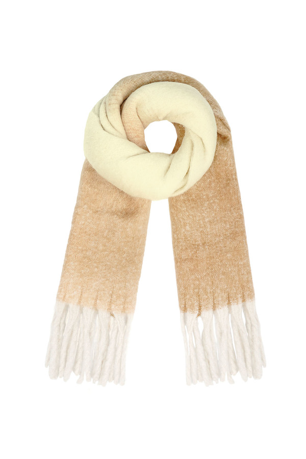 Colored basic scarf with strings - beige