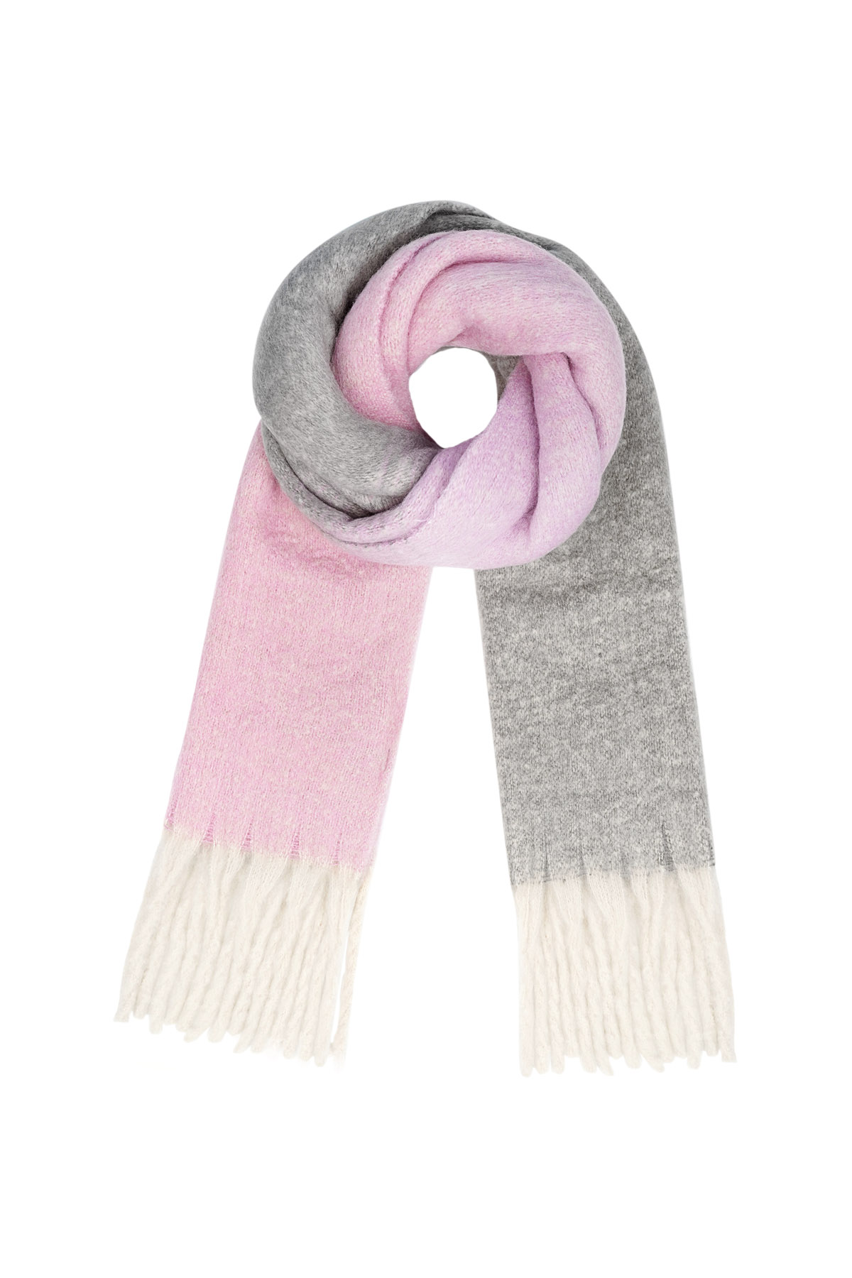 Colored basic scarf with strings - pink multi h5 