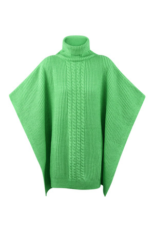 Plain knitted poncho - green h5 