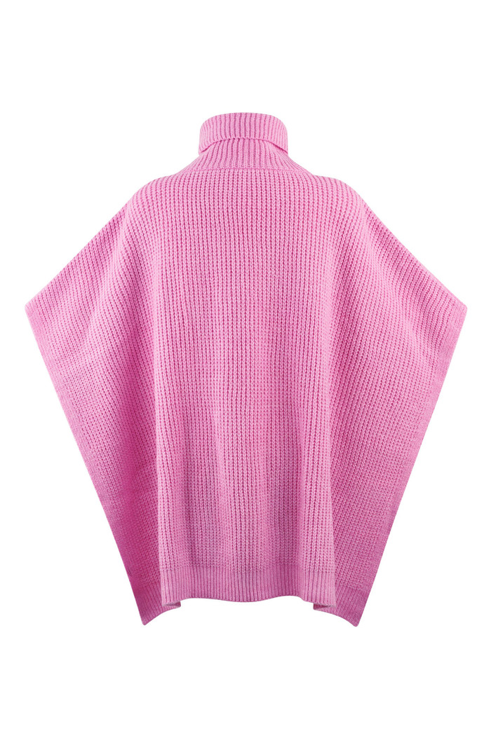Poncho tricoté uni - rose Image5