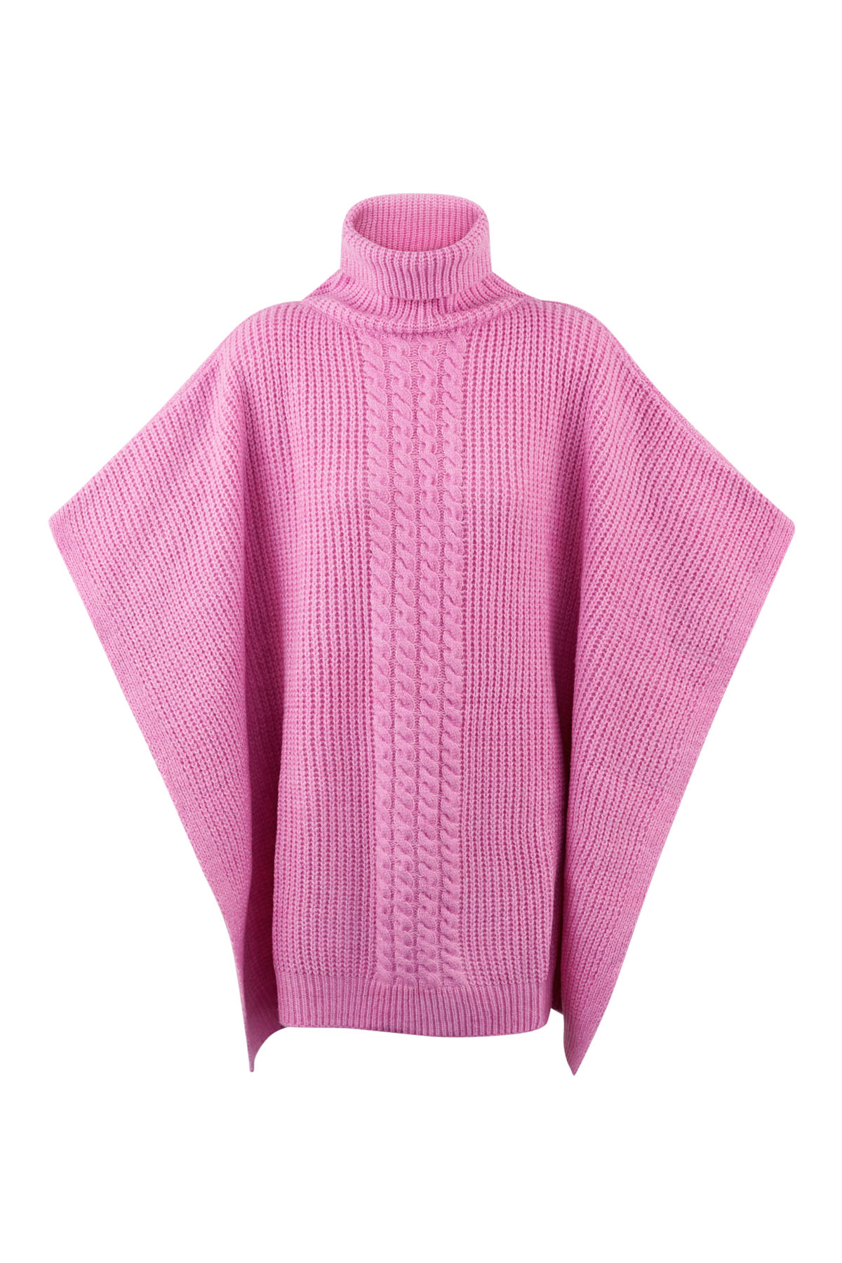 Plain knitted poncho - pink 2