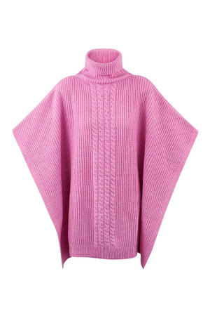 Poncho tricoté uni - rose h5 