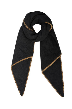 Winter scarf one-color with black stitching - black h5 